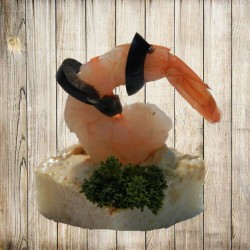 Канапе - Креветка тигрова на білому хлібі Канапе - Креветка тигрова на білому хлібі